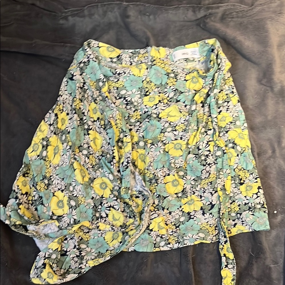 Floral Wrap Skirt - Yellow and Green